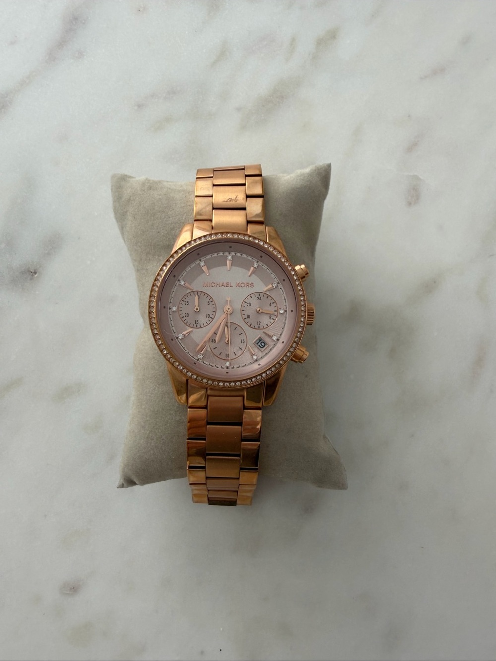Michael Kors Rose Gold Tone Chronograph Bracelet Watch